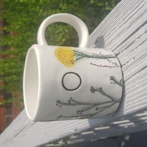 "O" Mug Anthropologie Dagny Ceramic Botanical Cup